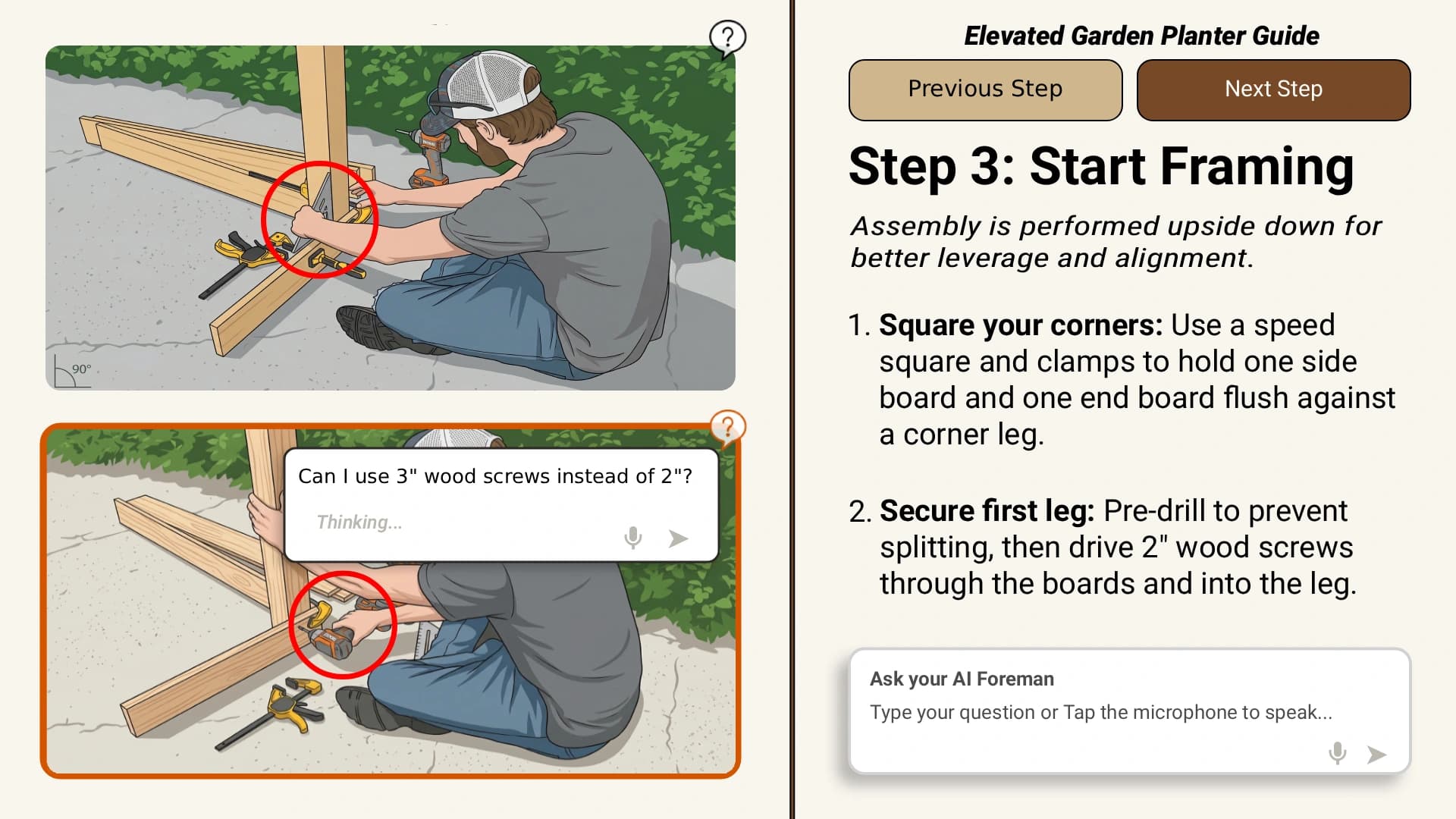 SquairZero DIY manual with step-by-step build sections in a 2×2 grid